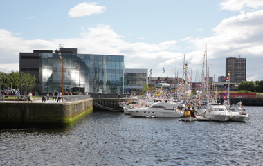Yachts moored in the Canting Basin during the Glasgow River Festival